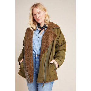 Anthropologie Sherpa Lined Parka jacket L EUC